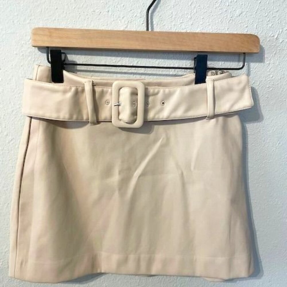 EXPRESS Belted Leather Mini Skirt
